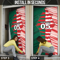 Custom USA And Mexico Football Door Cover Split Flag Golden Trophy Grunge