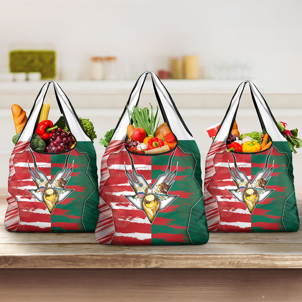 USA And Mexico Football Grocery Bag Split Flag Golden Trophy Grunge