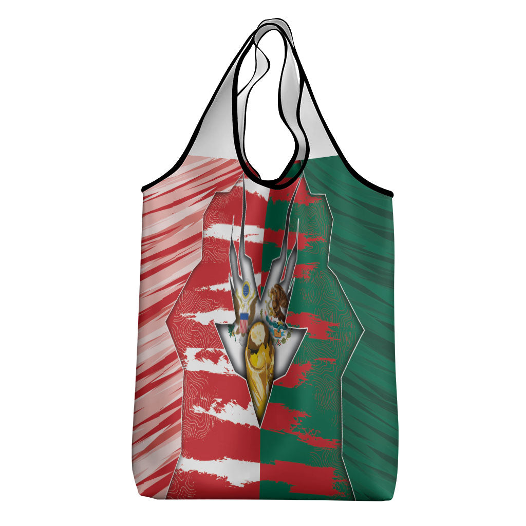 USA And Mexico Football Grocery Bag Split Flag Golden Trophy Grunge