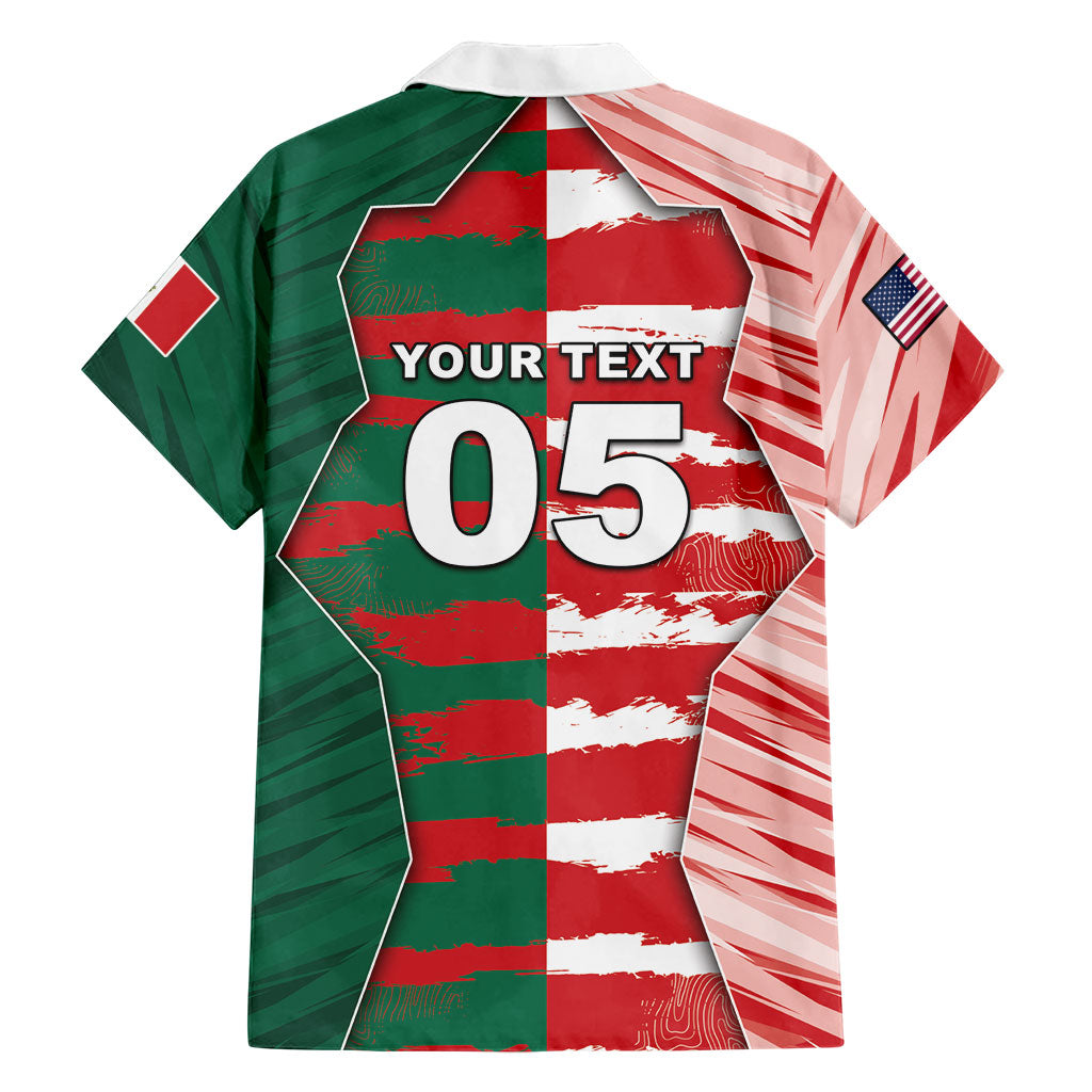 Custom USA And Mexico Football Hawaiian Shirt Split Flag Golden Trophy Grunge