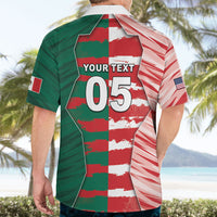Custom USA And Mexico Football Hawaiian Shirt Split Flag Golden Trophy Grunge