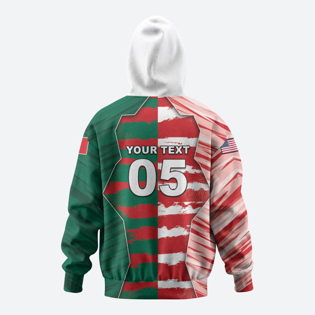 Custom USA And Mexico Football Hoodie Split Flag Golden Trophy Grunge