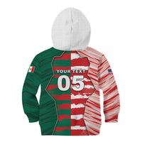 Custom USA And Mexico Football Kid Hoodie Split Flag Golden Trophy Grunge
