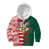 Custom USA And Mexico Football Kid Hoodie Split Flag Golden Trophy Grunge