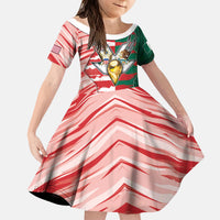 Custom USA And Mexico Football Kid Short Sleeve Dress Split Flag Golden Trophy Grunge