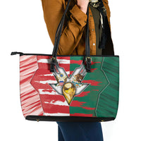 USA And Mexico Football Leather Tote Bag Split Flag Golden Trophy Grunge