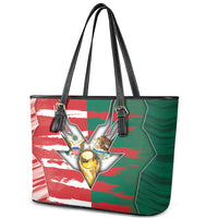 USA And Mexico Football Leather Tote Bag Split Flag Golden Trophy Grunge