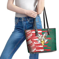 USA And Mexico Football Leather Tote Bag Split Flag Golden Trophy Grunge