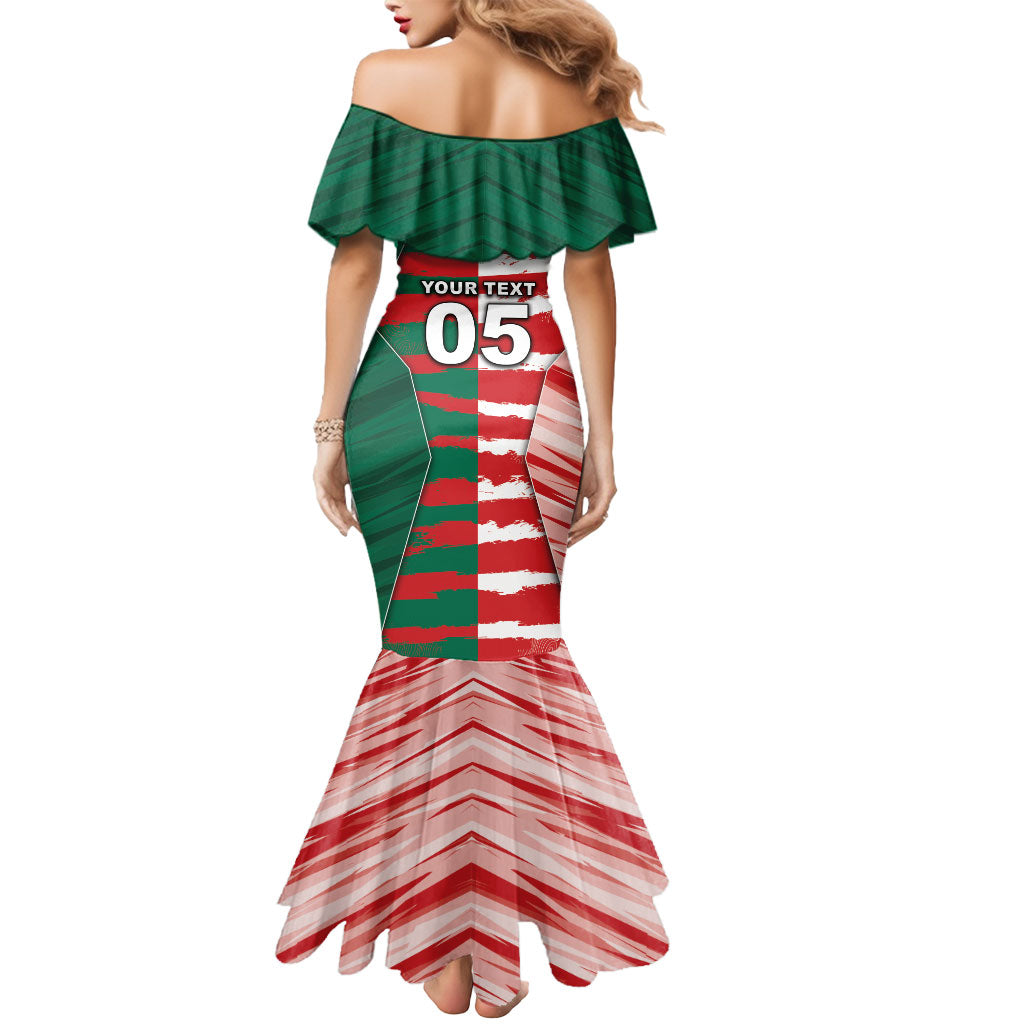 Custom USA And Mexico Football Mermaid Dress Split Flag Golden Trophy Grunge
