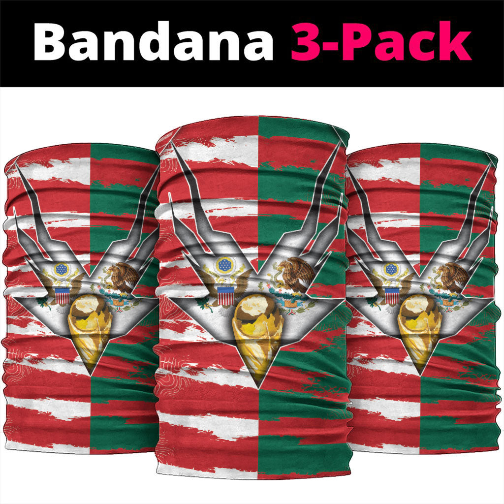 USA And Mexico Football Neck Gaiter Split Flag Golden Trophy Grunge