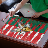 USA And Mexico Football Puzzle Split Flag Golden Trophy Grunge