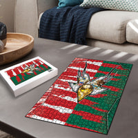 USA And Mexico Football Puzzle Split Flag Golden Trophy Grunge