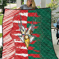 USA And Mexico Football Quilt Split Flag Golden Trophy Grunge