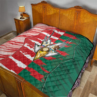 USA And Mexico Football Quilt Split Flag Golden Trophy Grunge