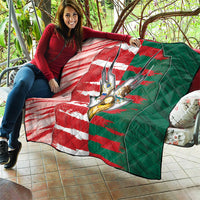USA And Mexico Football Quilt Split Flag Golden Trophy Grunge