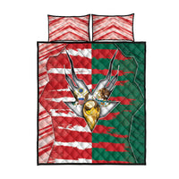 USA And Mexico Football Quilt Bed Set Split Flag Golden Trophy Grunge