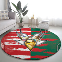 USA And Mexico Football Round Carpet Split Flag Golden Trophy Grunge