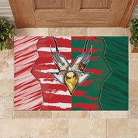 USA And Mexico Football Rubber Doormat Split Flag Golden Trophy Grunge