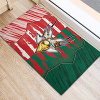 USA And Mexico Football Rubber Doormat Split Flag Golden Trophy Grunge