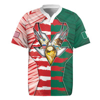Custom USA And Mexico Football Rugby Jersey Split Flag Golden Trophy Grunge