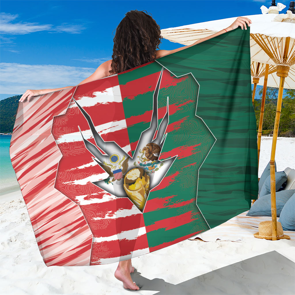 USA And Mexico Football Sarong Split Flag Golden Trophy Grunge