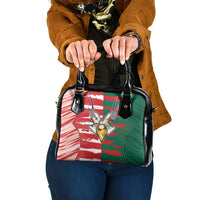 USA And Mexico Football Shoulder Handbag Split Flag Golden Trophy Grunge