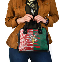 USA And Mexico Football Shoulder Handbag Split Flag Golden Trophy Grunge