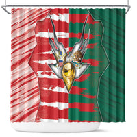USA And Mexico Football Shower Curtain Split Flag Golden Trophy Grunge