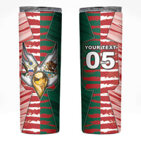 Custom USA And Mexico Football Skinny Tumbler Split Flag Golden Trophy Grunge