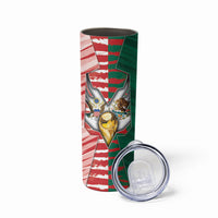 Custom USA And Mexico Football Skinny Tumbler Split Flag Golden Trophy Grunge