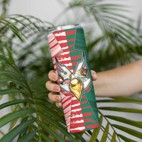 Custom USA And Mexico Football Skinny Tumbler Split Flag Golden Trophy Grunge