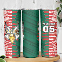 Custom USA And Mexico Football Skinny Tumbler Split Flag Golden Trophy Grunge