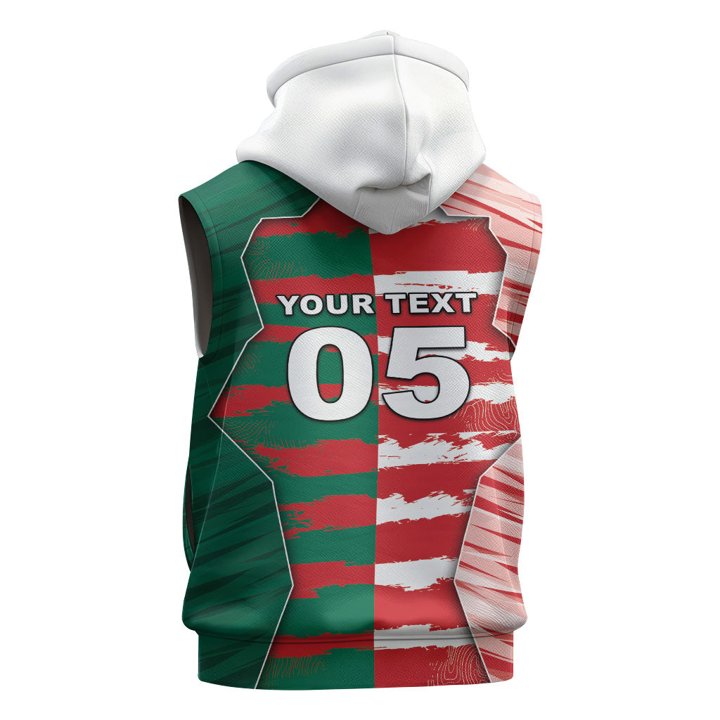 Custom USA And Mexico Football Sleeveless Hoodie Split Flag Golden Trophy Grunge