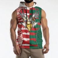 Custom USA And Mexico Football Sleeveless Hoodie Split Flag Golden Trophy Grunge
