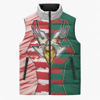 Custom USA And Mexico Football Sleeveless Puffer Jacket Split Flag Golden Trophy Grunge