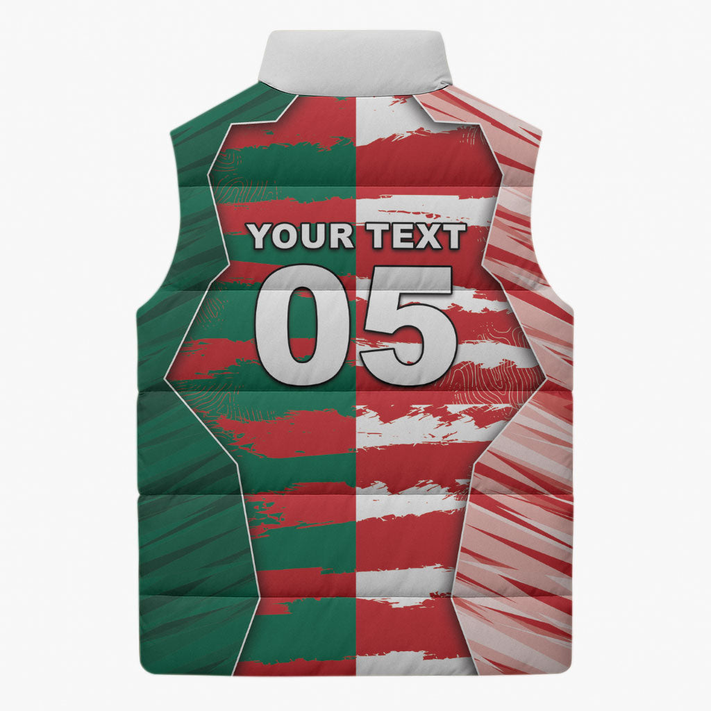 Custom USA And Mexico Football Sleeveless Puffer Jacket Split Flag Golden Trophy Grunge