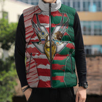 Custom USA And Mexico Football Sleeveless Puffer Jacket Split Flag Golden Trophy Grunge
