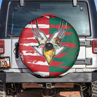 USA And Mexico Football Spare Tire Cover Split Flag Golden Trophy Grunge