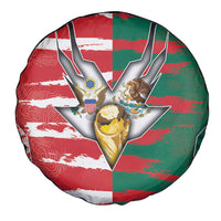 USA And Mexico Football Spare Tire Cover Split Flag Golden Trophy Grunge