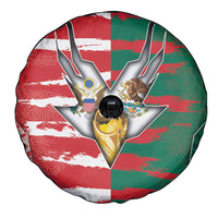 USA And Mexico Football Spare Tire Cover Split Flag Golden Trophy Grunge