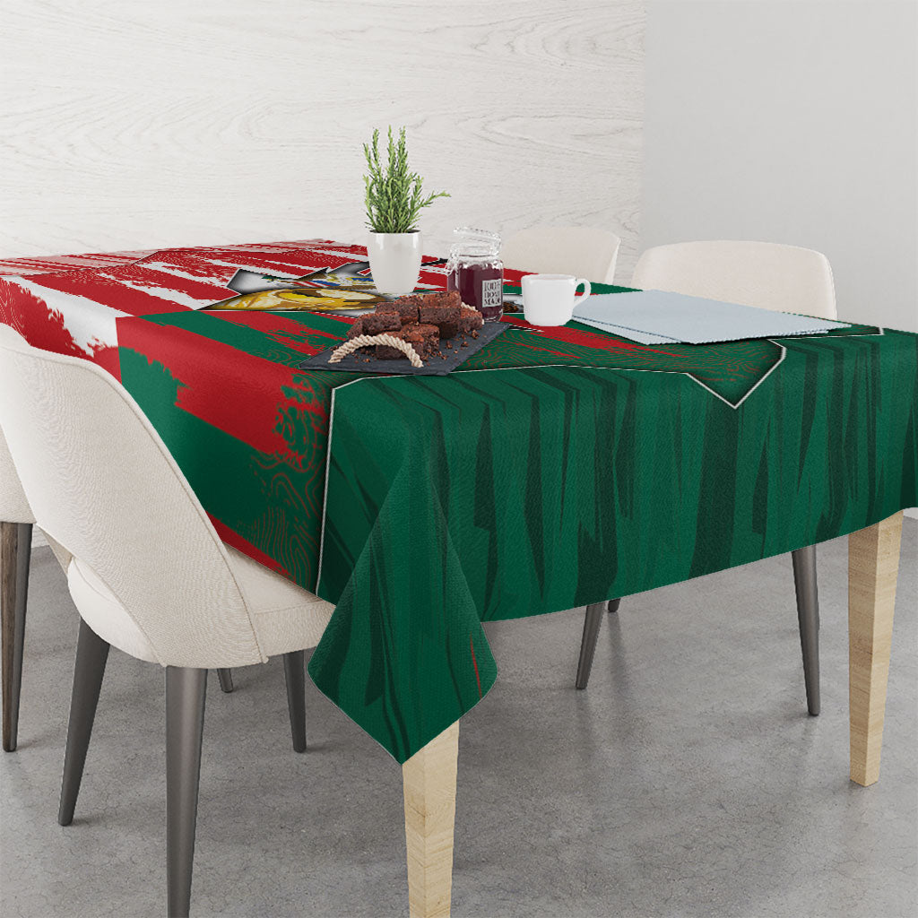 USA And Mexico Football Tablecloth Split Flag Golden Trophy Grunge