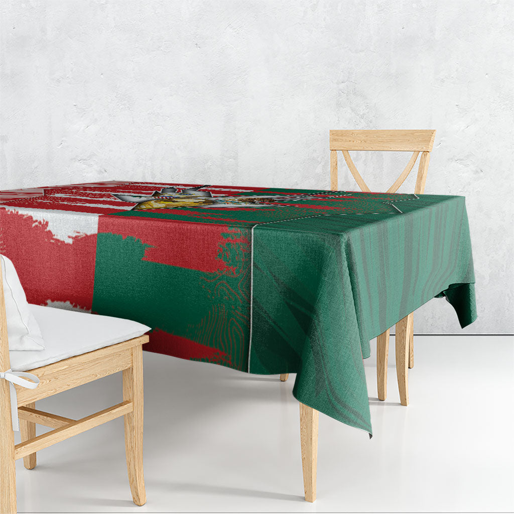USA And Mexico Football Tablecloth Split Flag Golden Trophy Grunge