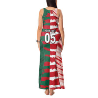 Custom USA And Mexico Football Tank Maxi Dress Split Flag Golden Trophy Grunge