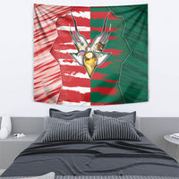 USA And Mexico Football Tapestry Split Flag Golden Trophy Grunge