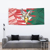 USA And Mexico Football Tapestry Split Flag Golden Trophy Grunge