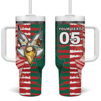 Custom USA And Mexico Football Tumbler With Handle Split Flag Golden Trophy Grunge