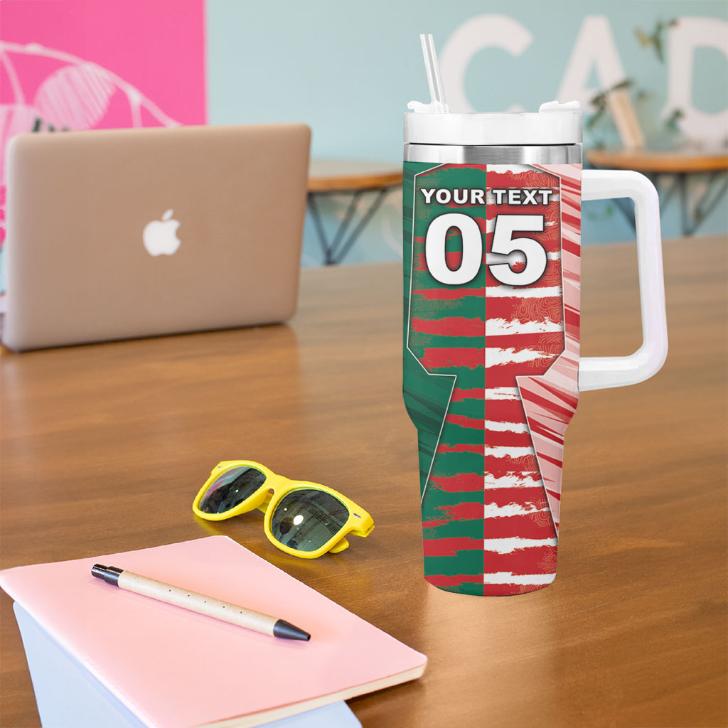 Custom USA And Mexico Football Tumbler With Handle Split Flag Golden Trophy Grunge