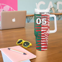 Custom USA And Mexico Football Tumbler With Handle Split Flag Golden Trophy Grunge