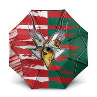 USA And Mexico Football Umbrella Split Flag Golden Trophy Grunge