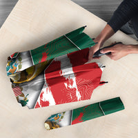 USA And Mexico Football Umbrella Split Flag Golden Trophy Grunge